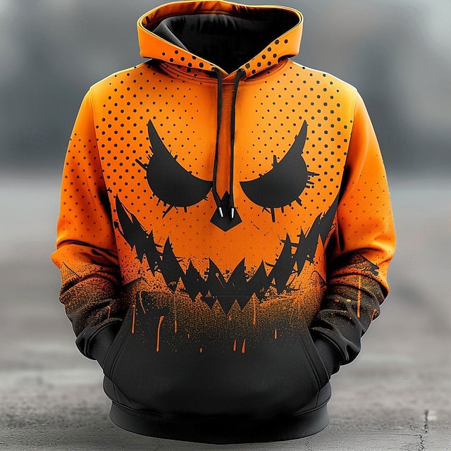  abóbora moda masculina conforto cor moletom com capuz estampa 3d moletom com capuz halloween laranja
