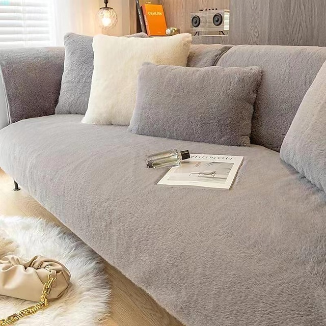  1 Sofabezug aus Kaninchenfellimitat – ultraweiche und luxuriöse Textur – bietet behagliche Wärme und Stil – schützt Ihr Sofa vor Flecken und Kratzern – einfach anzubringen und zu entfernen – perfekt