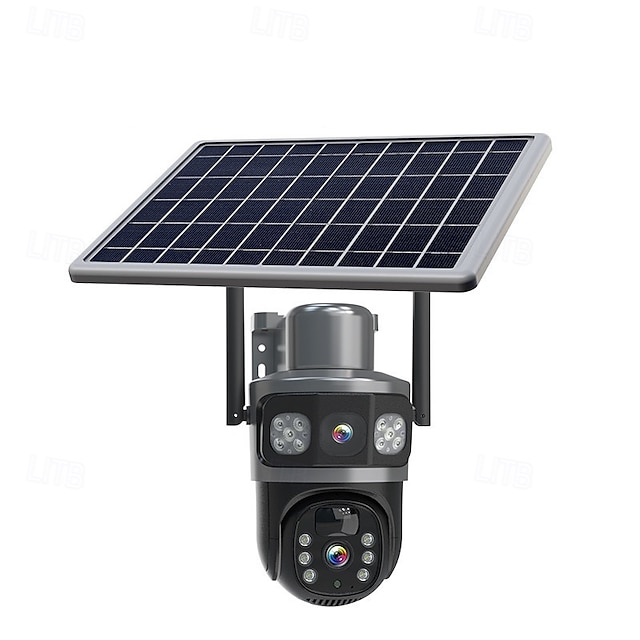  telecamera solare a doppio schermo per esterni con pistola a sfera, telecamera domestica HD con monitoraggio wireless a 360 gradi