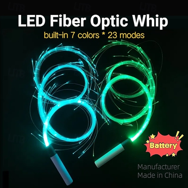 Colorful LED Dancing Flash Fiber Optic Whip Night Scene Christmas Atmosphere Props 360 Degree Rotating Dance Whip