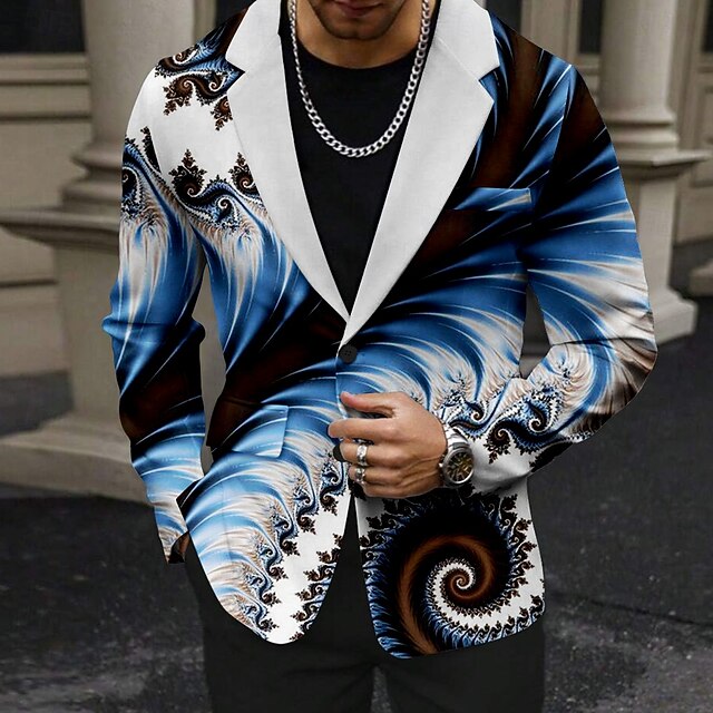 Men's Geometric Long Sleeve Turndown Business Casual Horror Party Evening Wear Daily Buttons 3D Print Multi Pocket4