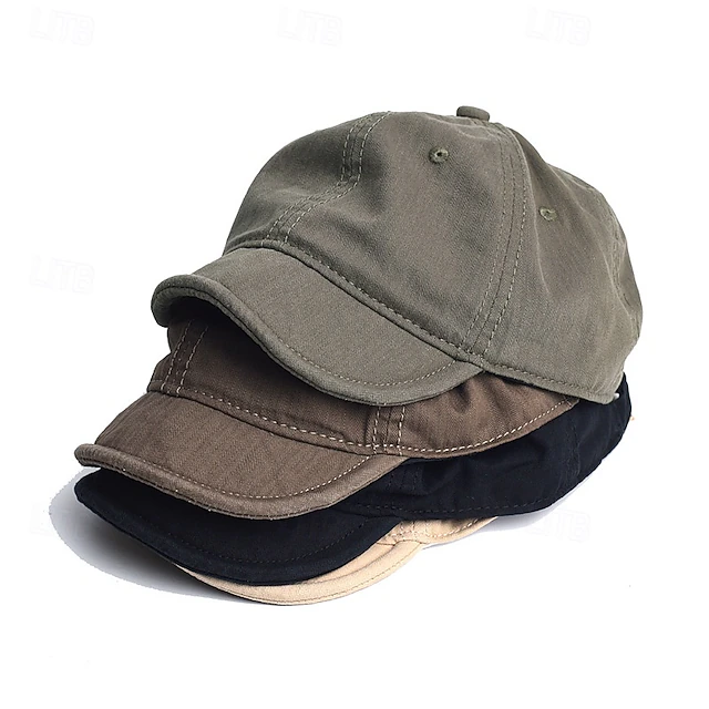 Men's Baseball Cap Sun Hat Trucker Hat Black Army Green 100% Cotton Fashion Casual Street Daily Plain Adjustable Sunscreen Breathable 7