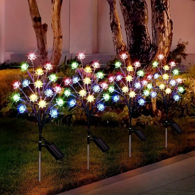  luci solari da giardino esterne 20 led luci decorative solari a forma di loto 8 modalità di illuminazione luci solari impermeabili per esterni luci solari da giardino per prato (colorate) 1/2 pezzi