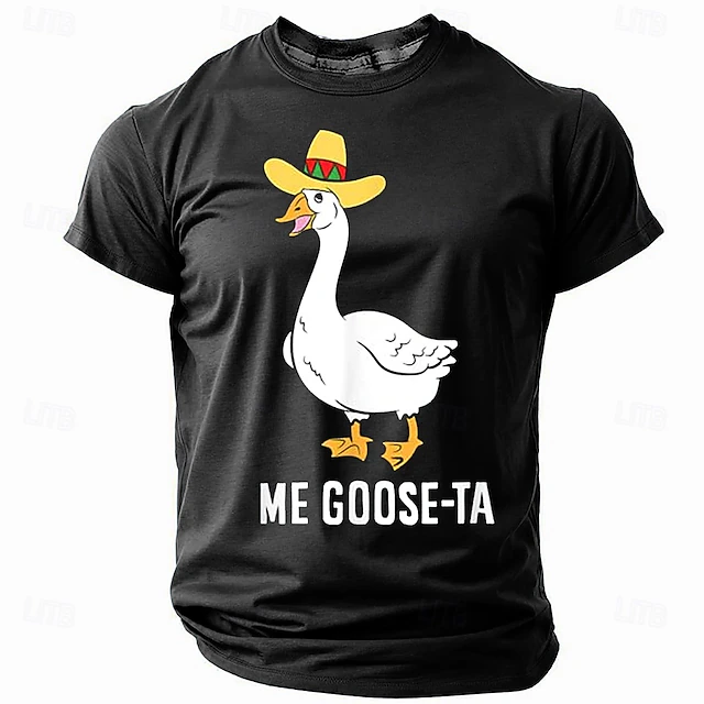 Men's Funny "Me Goose-ta" Pun Graphic T-Shirt - Short Sleeve Sombrero Goose Design 6