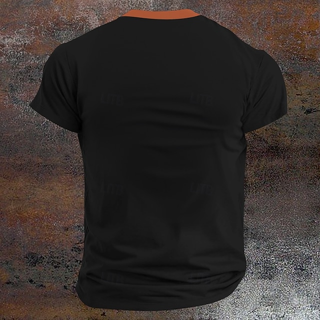  Calabaza segador ABUCHEO Design Retro Antiguo Hombre Impresión 3D Camiseta Henley Shirt Calle Casual Diario Halloween Camiseta Negro Manga Corta Henley Camisa Verano Primavera Ropa S M L XL XXL XXXL