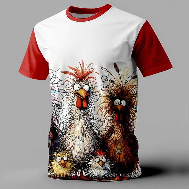 Men's Animal Funny T Shirt Short Sleeve T shirt 3D Print Crew Neck Shirt Retro Vintage Casual Street Casual Bar Yellow Red Green Spring & Summer Clothing Apparel S M L XL XXL XXXL 7