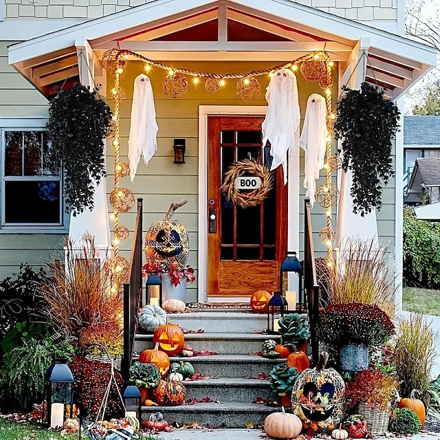  2/4 mazzi di piante artificiali di Halloween, foglie di eucalipto finte, finte piante verdi in plastica per esterni, per pareti, casa, stanza, patio, interni, mensole, ufficio, decorazioni