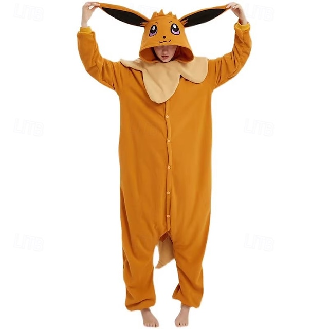  Lasten Aikuisten Eläin Ryhmäpuku Onesie-asu Karnevaali puku Piirretty Eevee Pyjamahaalarit Kigurumi Pyjama Viehätys Hauska puku varten Miehet ja naiset Pojat ja tytöt Karnevaali Sarjakuva
