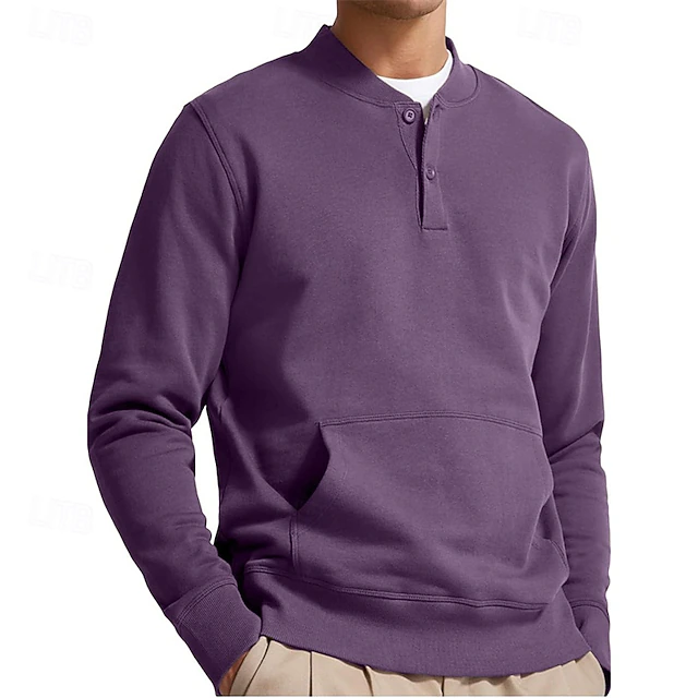 Men's Sweatshirt Apricot White Pink Army Green Purple Standing Collar Plain Front Pocket Sports & Outdoor Daily Holiday Polyester Streetwear Basic Casual Spring & Fall Clothing Apparel Hoodies 9