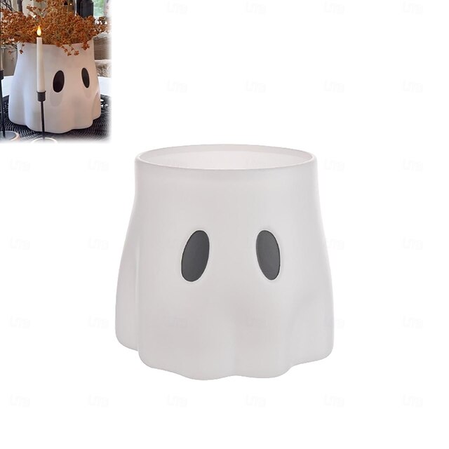  ゴーストバケツ装飾プランターハロウィーンかわいいゴースト装飾、ゴーストプランターゴースト花瓶、ゴーストキャンディボウル装飾、屋内屋外ホーム装飾用のディスプレイスタンド装飾