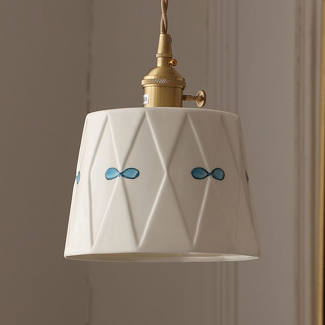  lampada a sospensione a led bianco caldo 10/50cm 1/3-luce lampada a sospensione in ceramica stile industriale paralume e27 vite apparecchi di illuminazione a soffitto camera da letto sala da pranzo