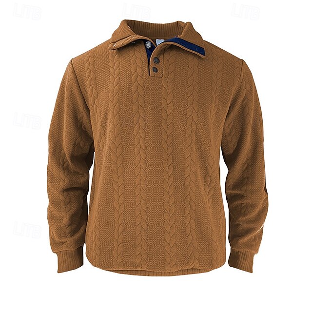  Per uomo Felpa Nero Giallo Cachi Grigio scuro Colletto Mao Color Block Jacquard Collage Sportivo Giornaliero Per eventi Strutturato Streetwear Essenziale Informale Autunno inverno Abbigliamento Felpe