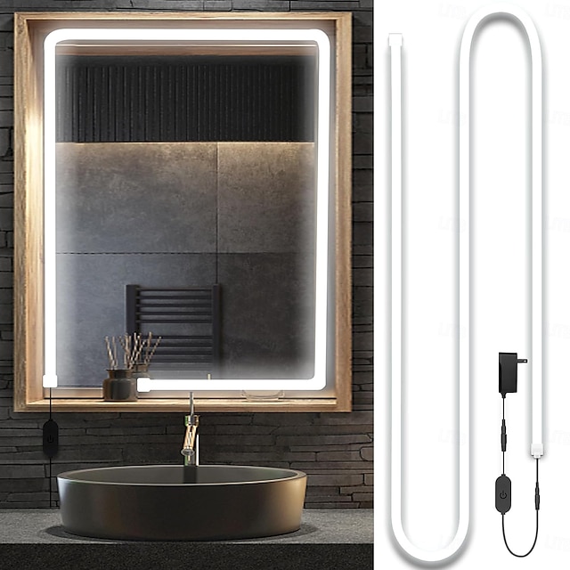  Lumière de miroir de maquillage à LED de style Hollywood Lumière de maquillage 6,5-16 pieds/6000k/3000k Adaptateur 12v à intensité variable/Bande lumineuse pour miroirs de vanité et de salle de bain