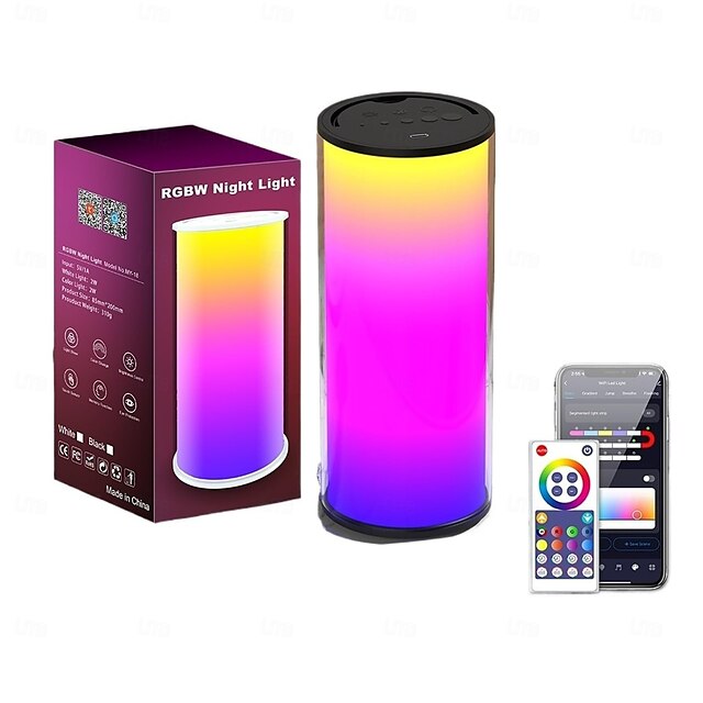  מנורת שולחן חכמה LED עם Alexa קישורית Tuya WiFi - שינוי צבע אורה ניידת נשלטת באפליקציה אור לילי קטן לקישוט הבית