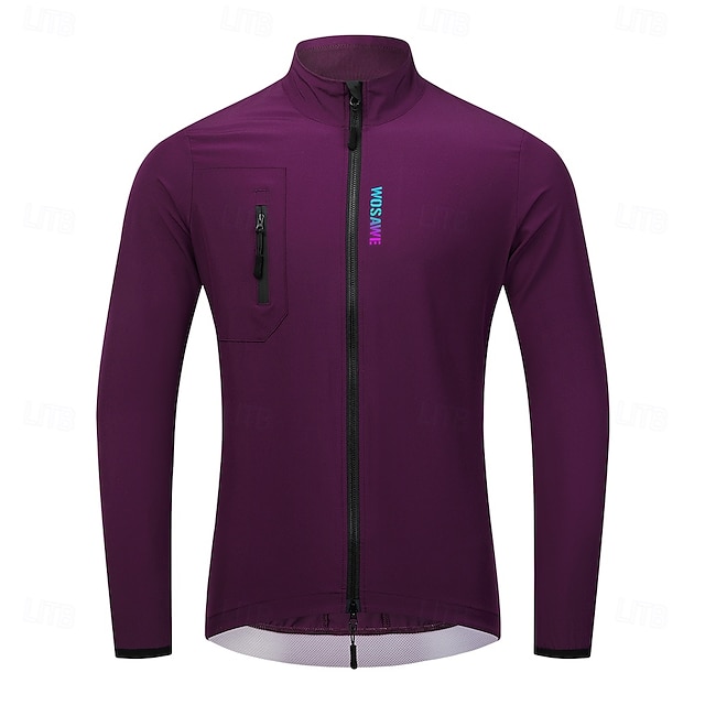  WOSAWE Men's Cycling Jacket Windbreaker Cycling Jersey Windproof Breathable Reflective Strips YKK Zipper Bike Jacket Tracksuit Mountain Bike MTB Road Bike Cycling City Bike Cycling Black Blue Purple