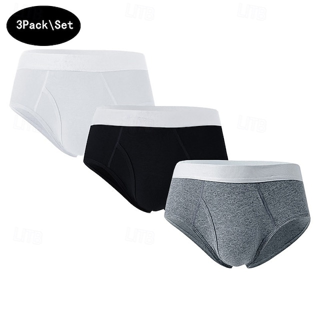  Herren 3 Pack Unterwäsche Boxer Boxer-Shorts Patchwork Hauptstadt Atmungsaktiv Weich Komfortabel Farbblock Mittlere Hüfthöhe Schwarz+Weiß+Grau Schwarz