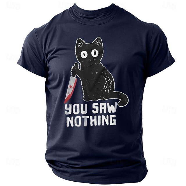 Men's Cat Halloween Letter Printed T Shirt Tee Top 100% Cotton Short Sleeve Graphic Shirt Black Wine Dark Blue Comfortable Tee Street Sports Outdoor Fashion Designer Clothing 6