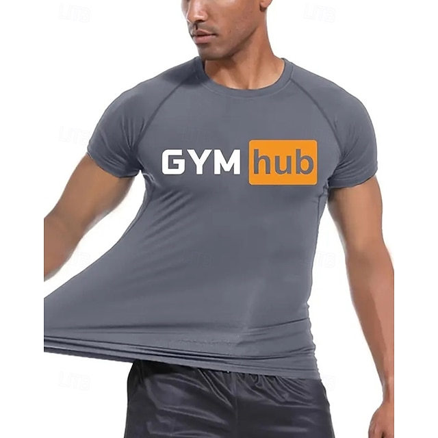  Men's Compression Shirt Athletic Shirt Gym Shirt Fitness Shirt Short Sleeve Tee Tshirt Casual Athleisure Letter Quick Dry High Stretch Breathable Gym Workout Walking Jogging Sportswear Activewear