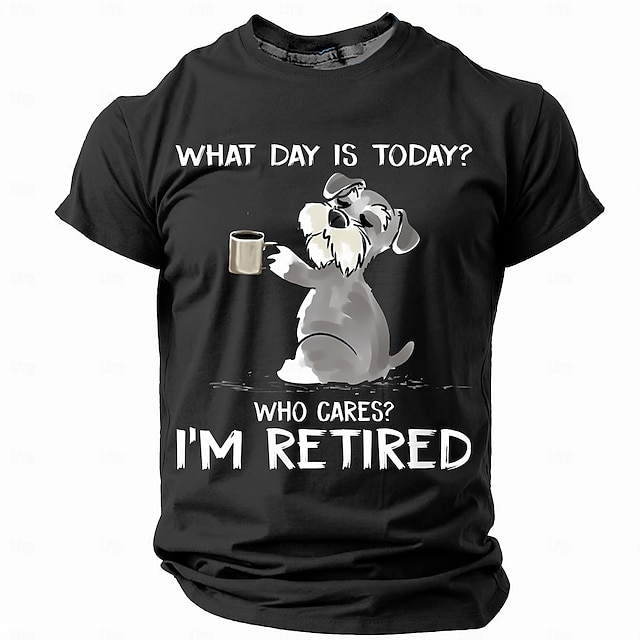  Men's Dog Funny Slang T shirt Short Sleeve T shirt 3D Print Crew Neck Shirt Retro Vintage Casual Street Casual Bar Black Blue Green Spring & Summer Clothing Apparel S M L XL 2XL 3XL