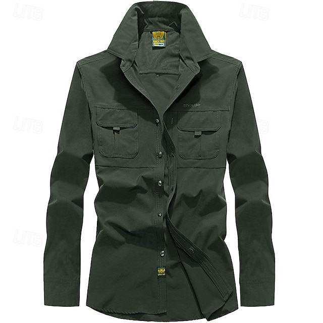  Homme Chemise Chemises de travail Chemises travail Chemise boutonnée Chemise cargo Noir Bleu Vert Kaki Gris Claire manche longue Plein Revers Vacances Casual Quotidien Poche avant Vêtement Tenue Mode