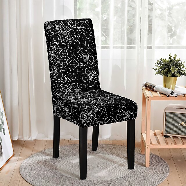  stretchig blommig matstolsöverdrag elastisk högryggad matstolsöverdrag överdrag för matstolar med blommönster lätt att montera och ta bort skyddar mot spill och fläckar maskintvättbar