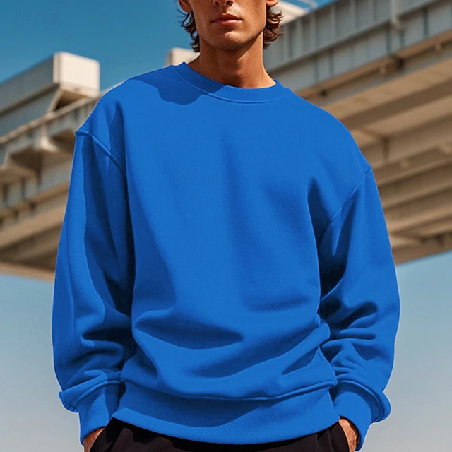 Men's Sweatshirt Black White Yellow Red Navy Blue Crew Neck Plain Patchwork Sports & Outdoor Daily Holiday Polyester Streetwear Basic Casual Spring & Fall Clothing Apparel Hoodies Sweatshirts Long 10