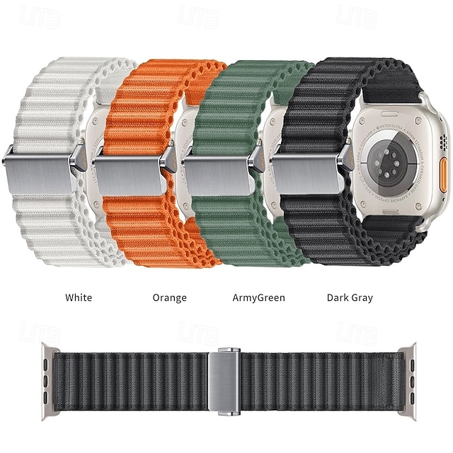  Corda intrecciata fatta a mano Compatibile con Cinturino dell'Apple Watch 38mm 40mm 41mm 42mm 44mm 45mm 49mm Intrecciato Chiusura in metallo Regolabili Nylon Cinturino di ricambio per iwatch Ultra 2