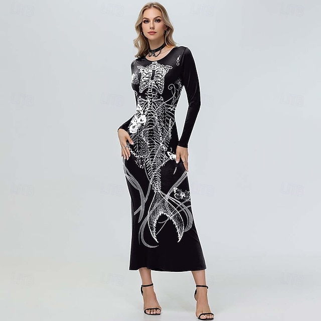  Totenkopf Halloween Kleid Kostüm Punk & Gothic Sexy Kostüm Erwachsene Damen Karneval Party / Abend Einfache Halloween-Kostüme Verkleiden