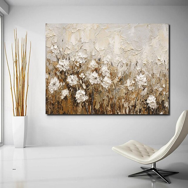  Handmade Oil PaintingCanvasWall Art DecorationAbstract Knife PaintingFlowers WhiteFor Home Decor Rolled Frameless Unstressed Painting