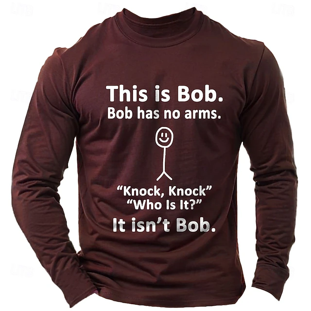 Men's Word / Phrase T Shirt Long Sleeve Shirt 100% Cotton Long Sleeve Graphic Shirt Light Heather Grey Black Wine Comfortable Tee Vacation Street Fashion Designer Clothing 8