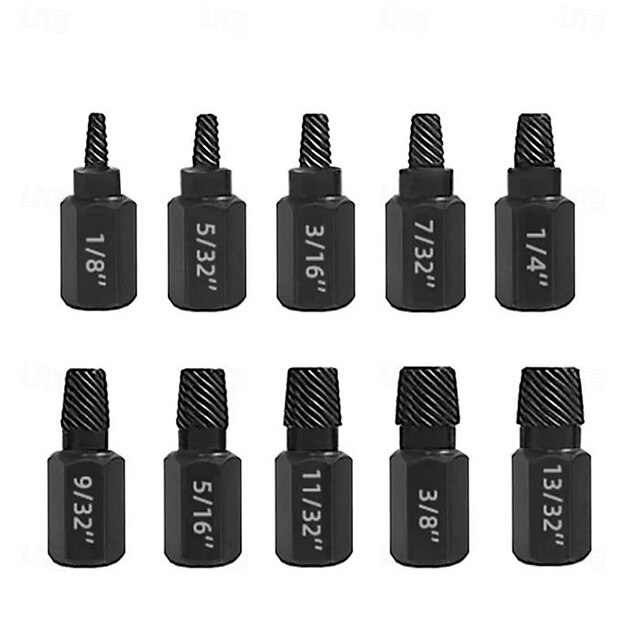 10-Piece Set Broken Head Bolt Screw Cap Extractor - Hexagon Socket Bolt Removal Tool, Chrome Vanadium Steel, for Screws, Bolts, and Studs 13