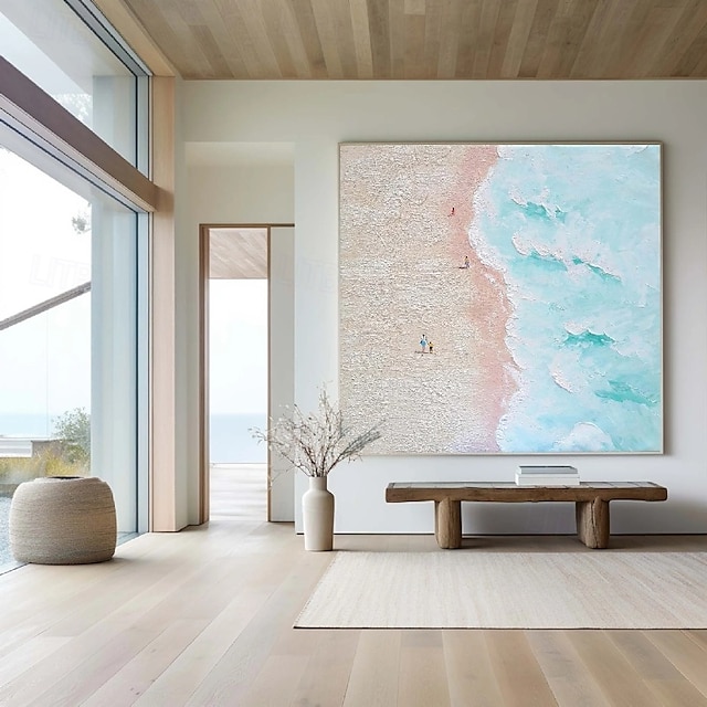  roze zeegezicht schilderen handgemaakte zeegezicht kunst impasto olieverfschilderij board wave olieverf strand olieverf hand geschilderd kunstwerk landschap olieverfschilderijen