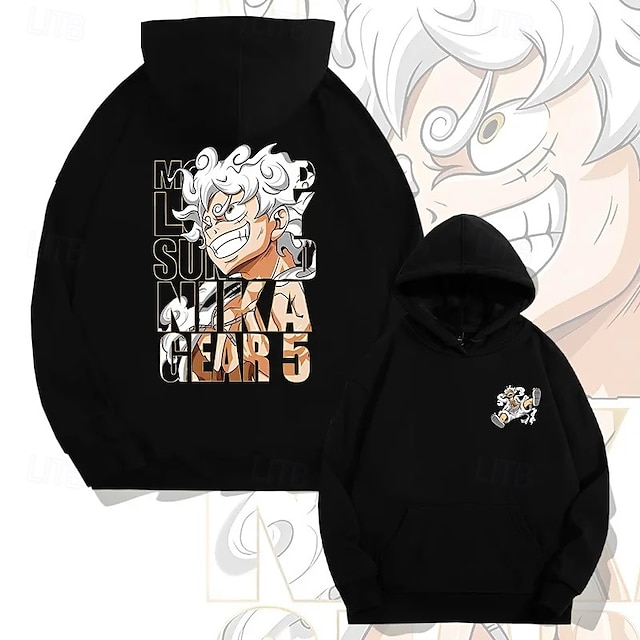  One Piece Majom D. Luffy Luffy Gear 5 Kapucnis felsőrész Pullover Nyomtatott Elülső zseb Grafikus Kompatibilitás Páros Férfi Női Felnőttek Álarcos mulatság Forró bélyegzés Parti Alkalmi / Napi