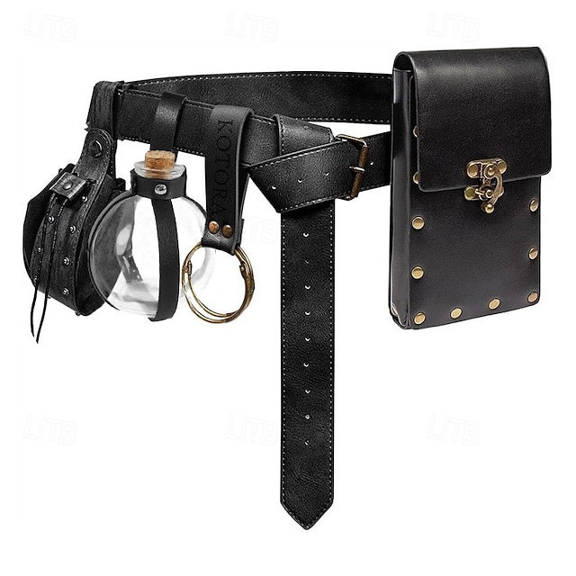 Medieval Renaissance Waist Belt Men's Women's Celtic Viking Fantasy Halloween Carnival Performance LARP Adults' Belt Sscabbard Magic Bottle