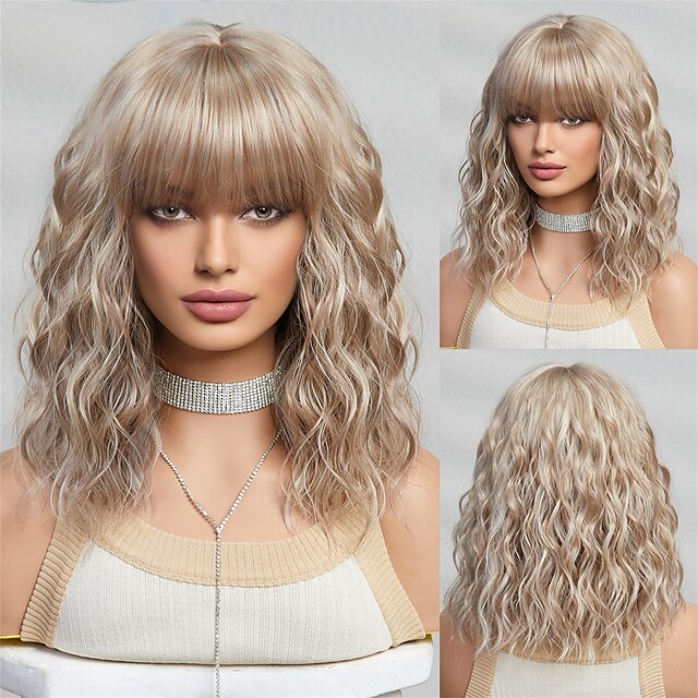  Cosplay kostýmní paruka Kudrny Bouncy Curl Střih Bob Elegantní ofina S ofinou Paruka 14