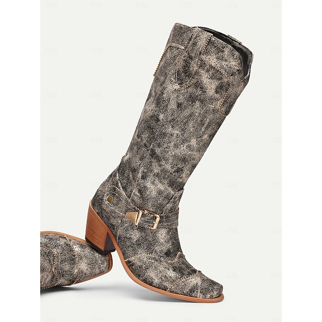 Women's Vintage Western Cowboy Boots Distressed Metallic Finish with