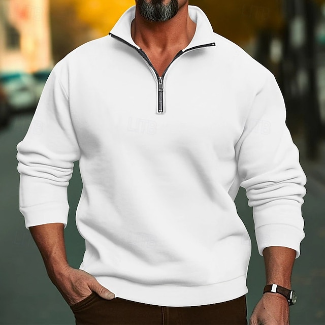  Per uomo Felpa Felpa con cerniera a un quarto Aalbicocca Nero Bianco Rosso Grigio chiaro mezza cerniera Liscio Sportivo Giornaliero Per eventi Streetwear Essenziale Informale Primavera & Autunno