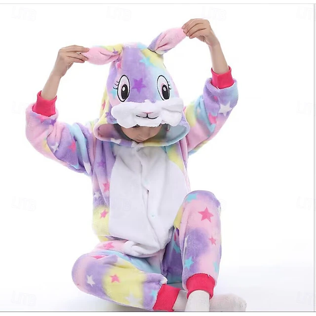 Kid's Animal Onesie Costume Carnival Costume Cartoon Rabbit Bunny Dog Onesie Pajamas Kigurumi Pajamas Charm Funny Costume For Boys and Girls Carnival Cartoon 5