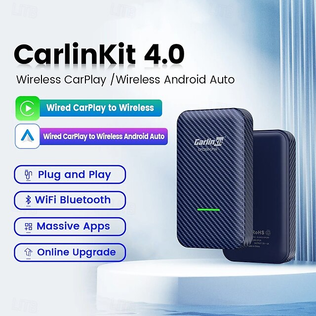  Carlinkit 4.0 cpc200-cp2a kabelloser Carplay-Android-Auto-Adapter, kompatibel mit integriertem kabelgebundenem Carplay-Autostecker& spielen, verfügbar für Android-Telefone und iPhones