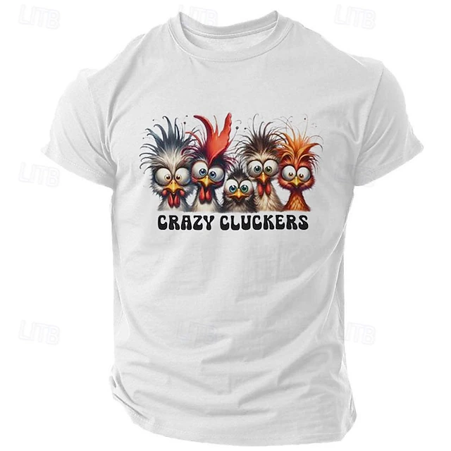 Mens T-Shirt, Funny Crazy Cluckers Chicken Graphic Short Sleeve Tee with Puns & Wordplay Humor 5
