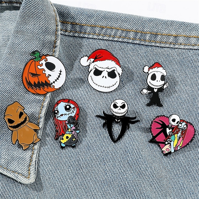  natt före jul emaljnål - kreativ söt jack sally presenter till fans tecknad pin för kläder ryggsäck väska hatt samling