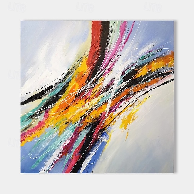  Peinture à l'huile colorée 3D faite à la main sur toile, grand couteau à palette texturé abstrait peint à la main, peinture à l'huile boho, art mural personnalisé, œuvre minimaliste contemporaine pour