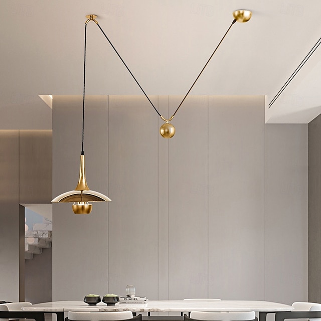  Lampe suspendue à LED blanc chaud 30/40/50 cm lustre à branches à poulie industrielle avec lampe à fil rétractable de style campagnard rétro réglable pour éclairage intérieur et éclairage de plafond