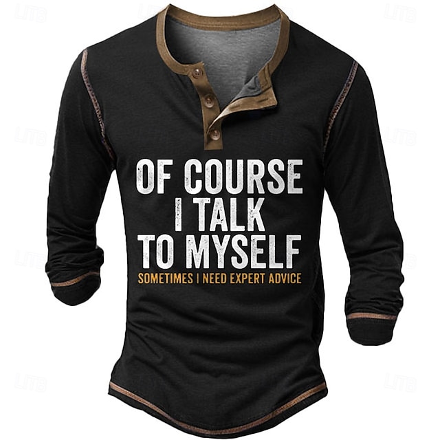  Men's Halloween Letter Henley Shirt Long Sleeve 3D Print Cowboy Casual Holiday Festival Summer Spring Fall Black Navy Blue Henley Henley T-Shirt
