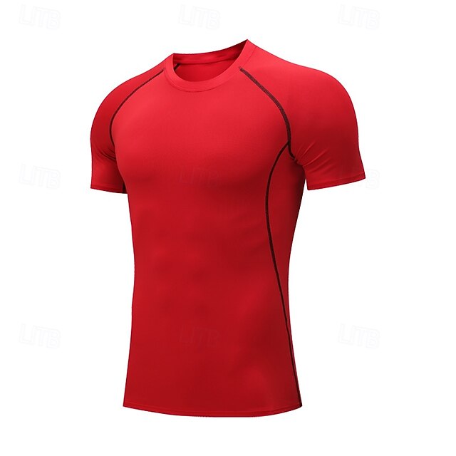 Men's Compression Shirt Running Shirt Patchwork Short Sleeve Tee Tshirt Athletic Athleisure Summer Color Block Spandex Quick Dry Soft Moisture Wicking Breathable Gym Workout Active Training Exercise4