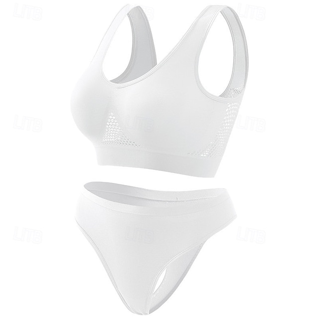  Femme Soutien Léger Soutien-Gorges de Sport Ensemble Dos ouvert Brassière Rembourré Aptitude Sport de détente Fonctionnement Respirable Poids Léger Doux Aqua bleu Noir Blanche Couleur Pleine
