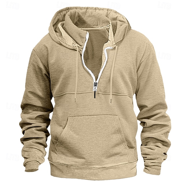 Men's Hoodie Quarter Zip Hoodie Tactical Hoodie Tactical Black Wine Navy Blue Dark Green Khaki Hooded Plain Sports & Outdoor Daily Holiday Streetwear Cool Casual Spring &  Fall Clothing Apparel