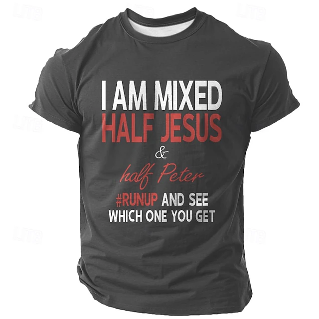Men's Graphic T-Shirt - "I Am Mixed Half Jesus Half Peter" Funny Sarcastic Lifestyle Tee 6