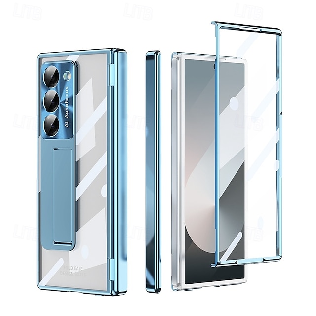  Phone Case For Samsung Galaxy Z Fold 7 Z Fold 6 Z Fold 5 Z Fold 4 Z Fold 3 Back Cover with Stand Holder with Screen Protector Full Body Protective Retro Armor PC Metal