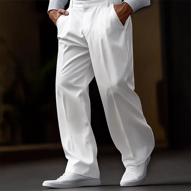 Men's Trousers Dress Pants Slacks Casual Pants Suit Pants Front Pocket Straight Leg Plain Comfort Soft Full Length Outdoor Business Daily Fashion Streetwear Black White 7